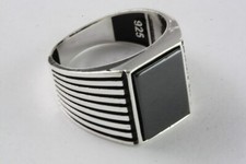 HERRENRING ONYX SIEGELRING BIKER SILBERRING ECHT 925 SILBER / 465