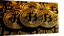 Leinwand Bitcoins Gold Bilder