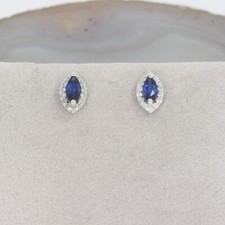 Wert 1290 € Brillant Saphir Ohrringe in 585 14 Karat Weiß Gold