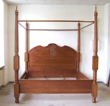 HIMMELBETT MASSIVES BETT 200 X 200 MAHAGONI-HOLZ BRAUN ANTIK-STIL DOPPELBETT