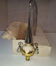 DDR Lauscha Tannenbaumspitze Christbaumspitze Silber/ Gold Glocken Draht OVP 