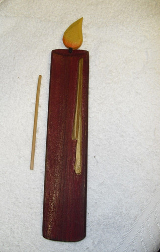 Holzkerze weinrot gold - holzkerze, 29cm