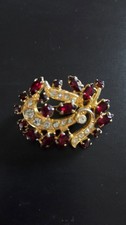 Vintage Brosche rot goldfarben
