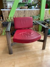 Sessel handgefertigt aus Stahl, poliert mit roten Kunstleder, 1985, Einzelstück