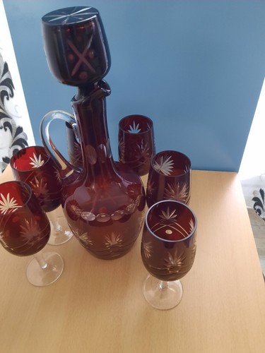 Weinroter überfang karaffe - weinroter,