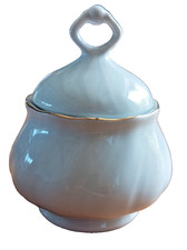 Korona Porzellan weiße kleine Zuckerdose mit Goldrand-siehe Fotos