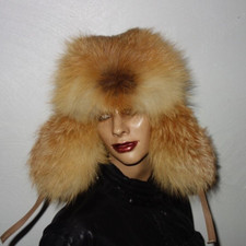 Fuchs pelzmütze leder kappe - pelzmütze,