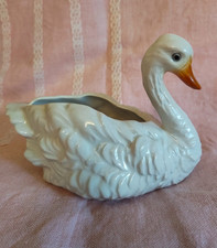 Tischschmuck Schwan aus Italien Porzellan Vase