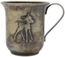 ? Art Deco Lutz & Weiß Kinderbecher mit Rehkitz Prägung & Diana Gravur - 100,5g