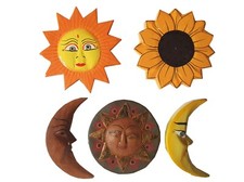 Magnet Holz - Sonne Mond 5er