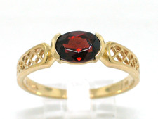 Granat Ring 585 Gelbgold 14Kt Gold natürlicher oval facettierter Granat