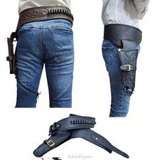 Cowboy Stil Waffe Revolver einzeln geprägt schwarz & braun links Holster Ledergürtel