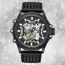 Police Herrenuhr Police Luang schwarz Lederarmband Analoguhr UPOE1601801