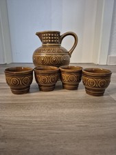 DDR Keramik Wein Saft Krug mit 4 Becher Retro Geschirr  Getränk Vintage