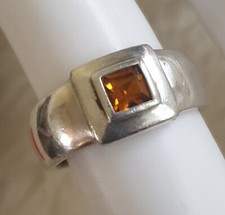Vintage Citrin Ring aus 925er Silber Größe 55 (17,5 mm Ø)