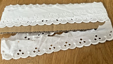 3 m Batistspitze Spitze weiß, 3 cm breit m. Stickerei Baumwolle schmale Spitze