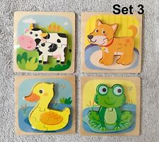 Holzpuzzle für Kinder - 4 STK. Steckpuzzle Pädagogisches Spielzeug, Puzzlespiel