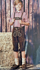 Kinder Lederhose Hose Oktoberfest  Latzhose 98 -152  Leder Trachtenhose Jungen