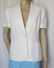 Laura Ashley Jacke 38 weiß Blazer Hochzeit Viskose Leinen kurzärmelig Sommer