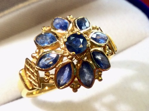 Blauer saphir goldring - saphir,