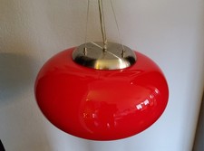 Trio/Retro Pendel Deckenlampe rotes Glas UFO Design 1970ger 46 cm Durchmessser
