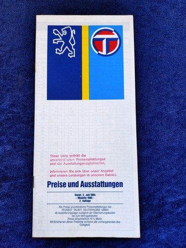 Peugeot talbot preisliste - peugeot,