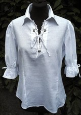 Bluse Trachtenbluse Landhaus Kerstin in Baumwolle Größen von 34-40 Leinen Optik