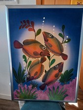 Batik-Bild Indonesien  Mit SIGNATUR  und  Rahmen