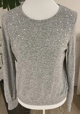 Pulli mit Perlen, grau, neu, Gr. M