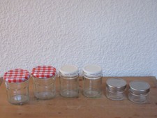 6 leere Gläser, Gelee-, Marmeladengläser, mit Deckel, 300,240,120 ml, gebraucht