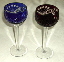 2 antike Jugendstil Weingläser Römer - Kirschmotiv geschliffen - 20 cm - rar