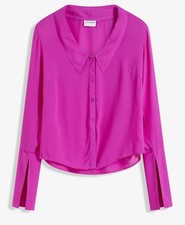 Damen Bluse fuchsia pink Satin