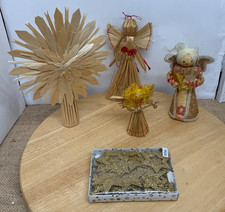 4x Strohdeko Set Weihnachten