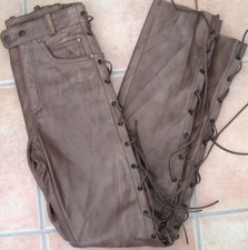 Biker Schürlederjeans antik