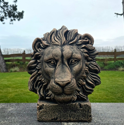 Steinfigur löwenkopf 48 - löwenkopf,, h.