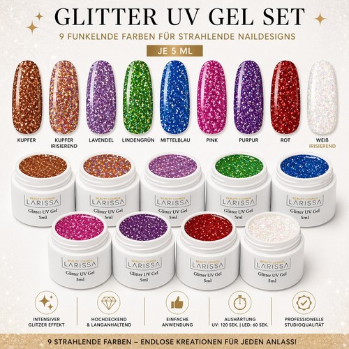 Glitter farbgel set aus - uv,