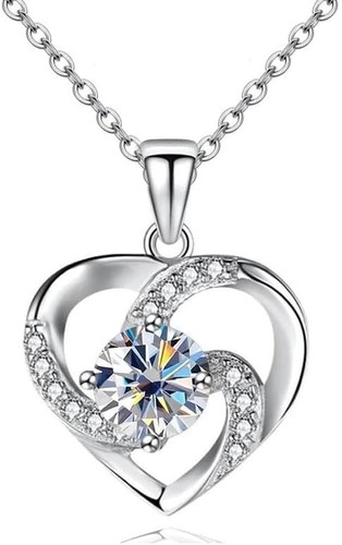 Kette herz silber - kette, strass