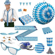 Oktoberfest Dekoration Party  Partyartikel Gartenfest Partydeko Raute blau weiss