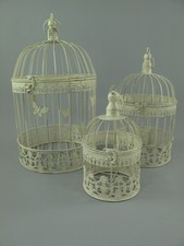 Vogelkäfig Vintage deko Antikweiß landhaus 3 teilig