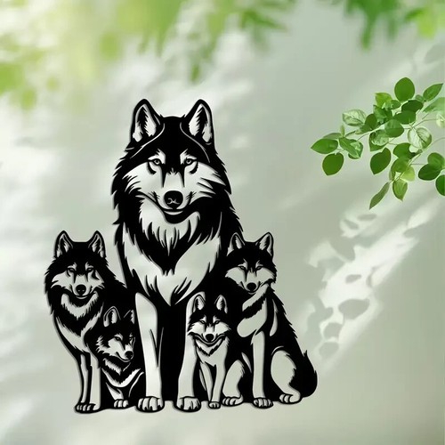 Wolf familie metall schwarz - familie,