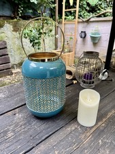 Butlers Metall Laterne Emilie Orient +  flammenlose Kerze Türkis