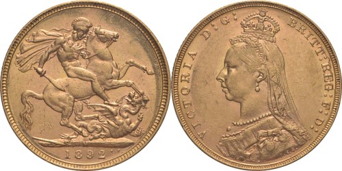 Australien sovereign 1892 m - australien:1,
