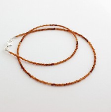 Hessonit Granat Kette Edelsteinkette Farbverlauf facettierte Kugel Collier 44cm 