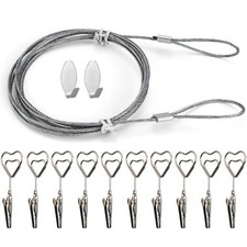 Fotoseil mit Klammern Fotodrahtseil mit 10 Stück Metall Fotohalter Fotoleine ...