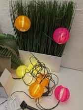 LED Solar Lichterkette Lampions bunt Balkon Terrasse 4,5m Party Außenbeleuchtung