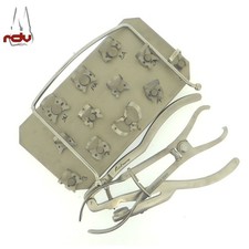 Kofferdam Set inkl. Klammern Rahmen Lochzange 12er Klammerntray