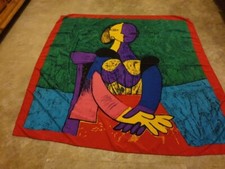 VINTAGE SEIDENTUCH PABLO PICASSO KUNST SEIDE HALSTUCH SCHAL 86x86 cm