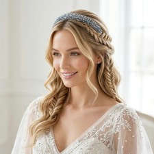 Braut Haarreif Hellblau