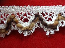 Klöppel Spitze, Borte, Band 3 cm breit, 105 cm lang  beige mit braun