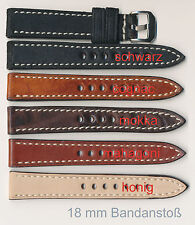 Echtes Vintage-Leder-Uhrenband, 18+20+22+24 mm, cremweiße Naht